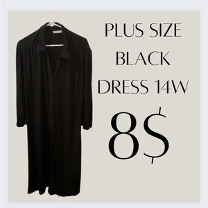 Plus Size Black Dress 14W Worthington Long Sleeves